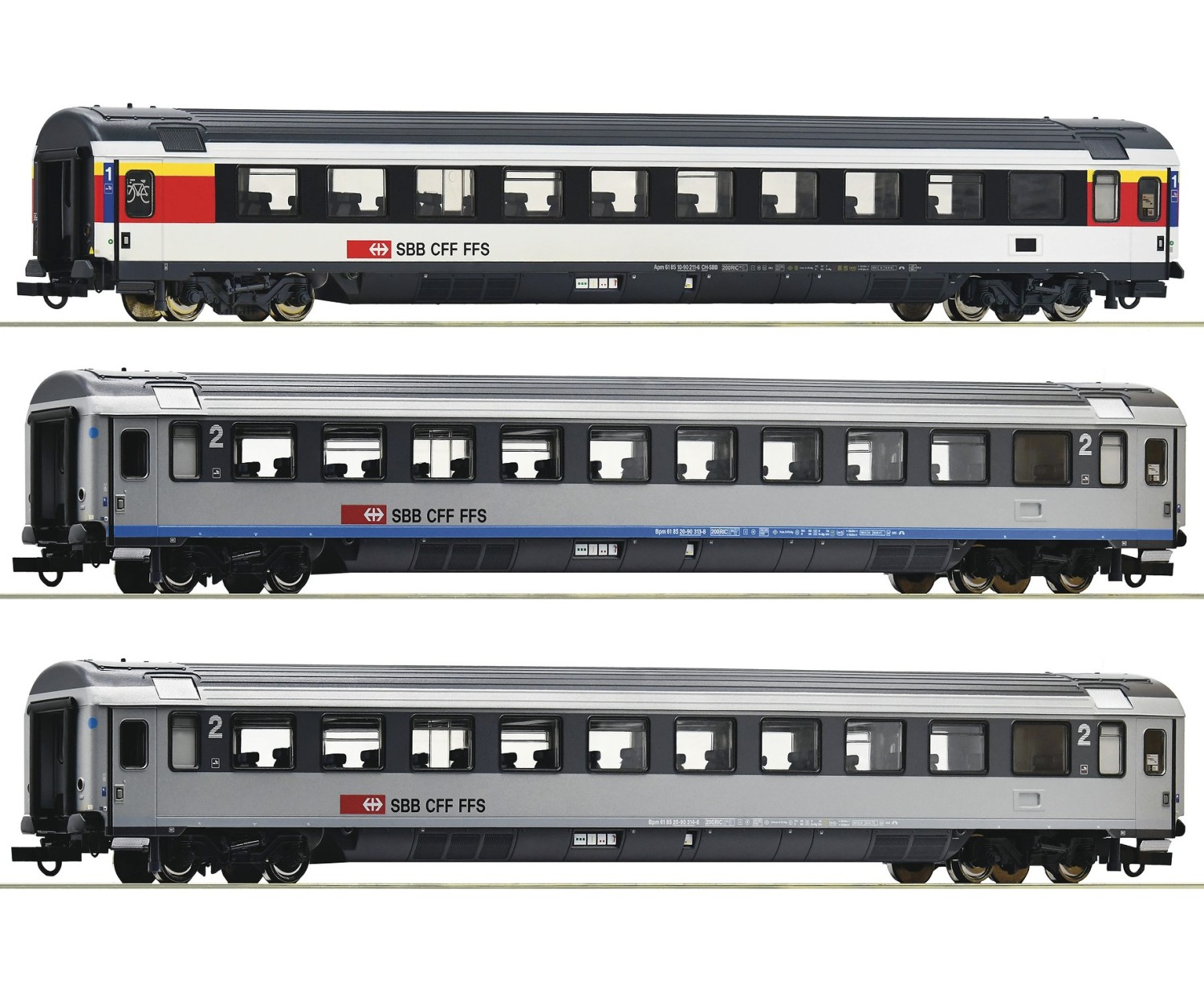 Roco 74022 H0 EuroCity-Wagen EC 7, SBB 3er-Set 