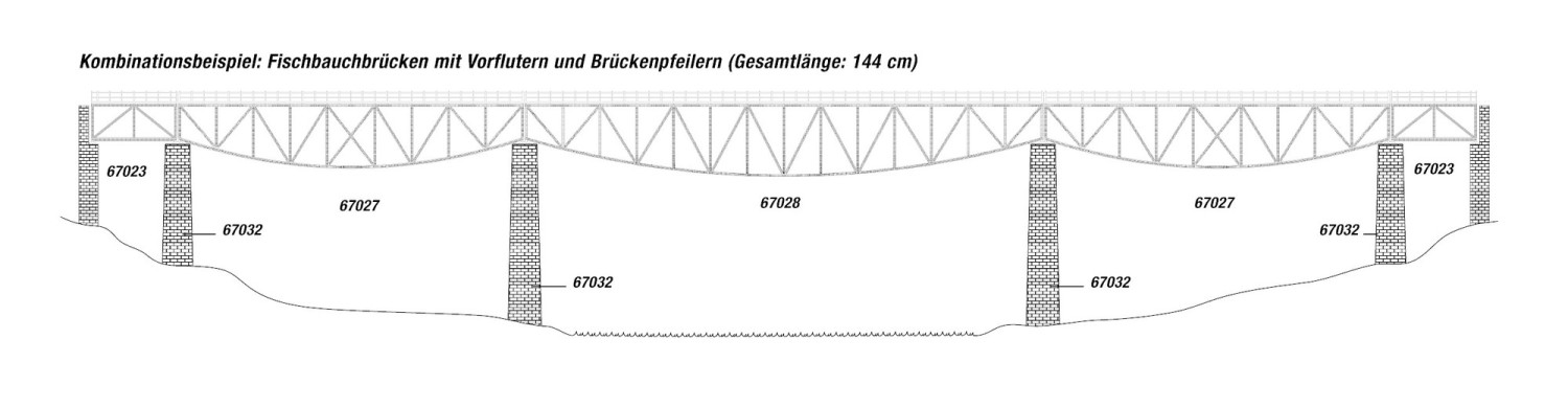 NOCH 67027 H0 Fischbauchbrücke, 36 cm lang 