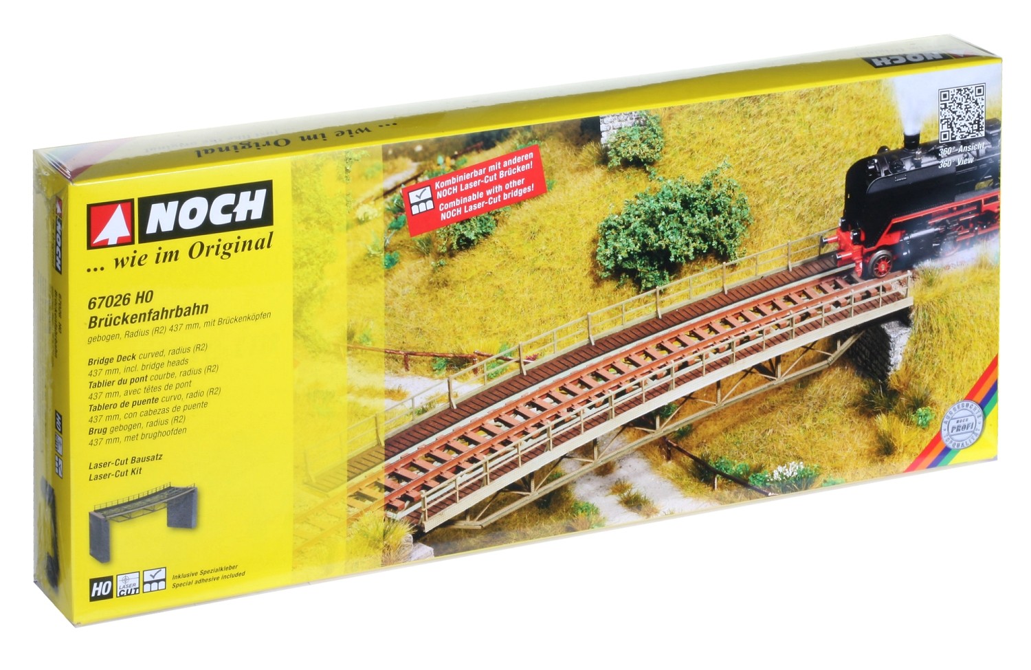 NOCH 67026 H0 Brückenfahrbahn gebogen, Radius 437 mm 