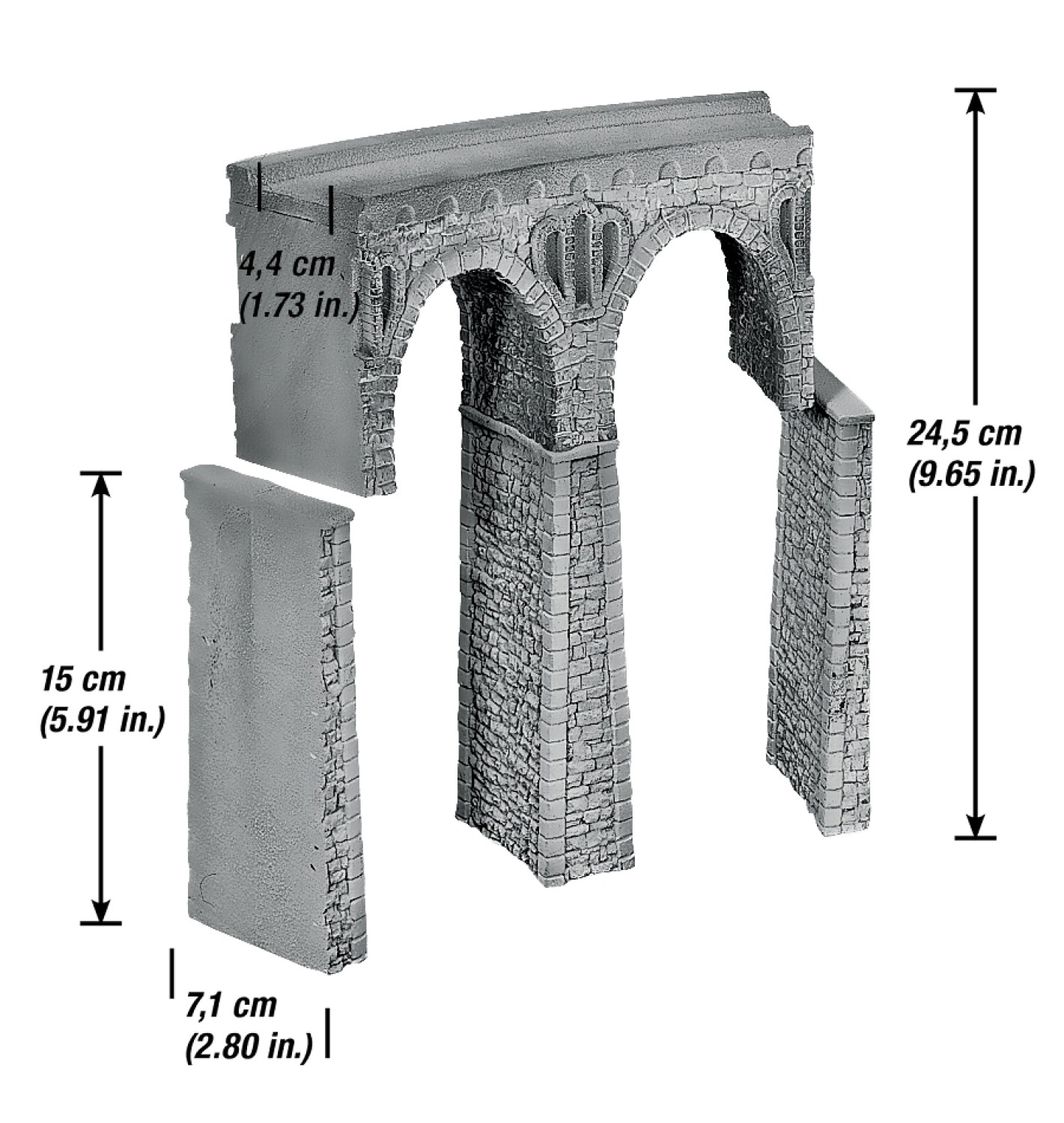 NOCH 58665 H0 Bruchsteinviadukt gebogen, Radius 437,5 mm 