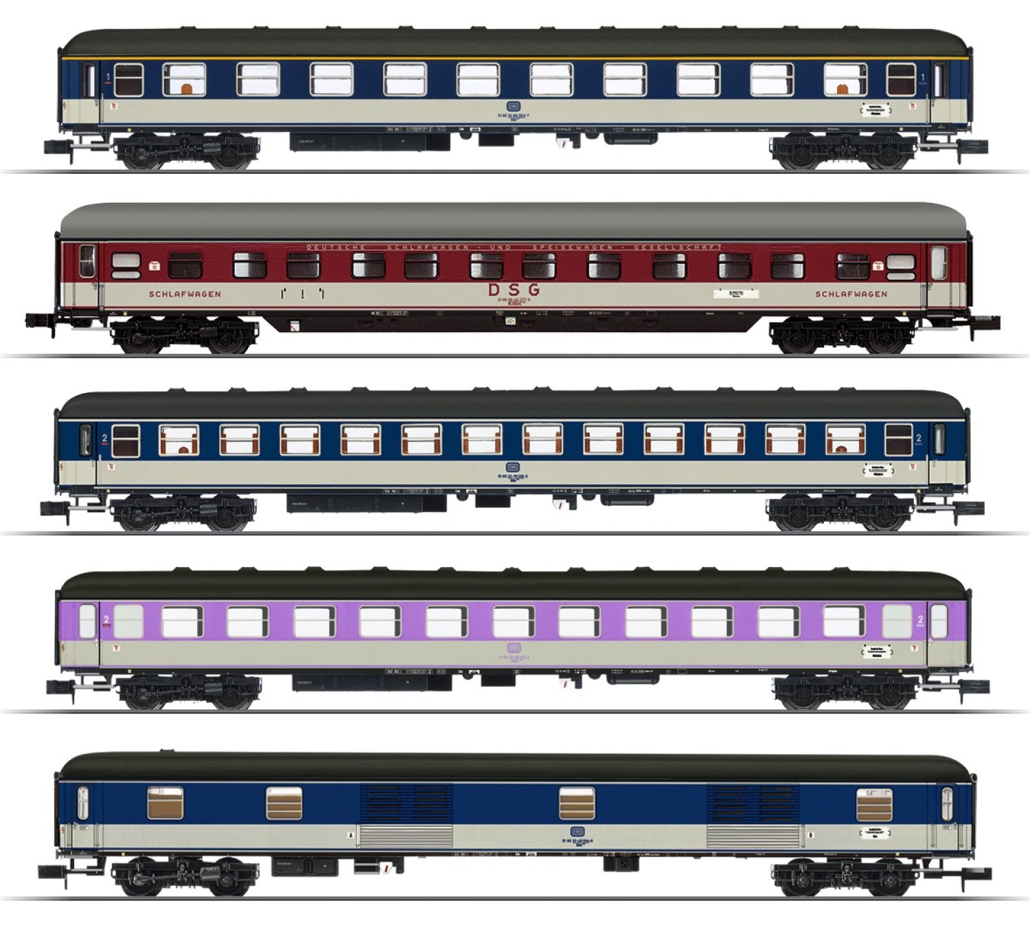 Minitrix 15473 N Schnellzugwagen, DB 5er-Set 