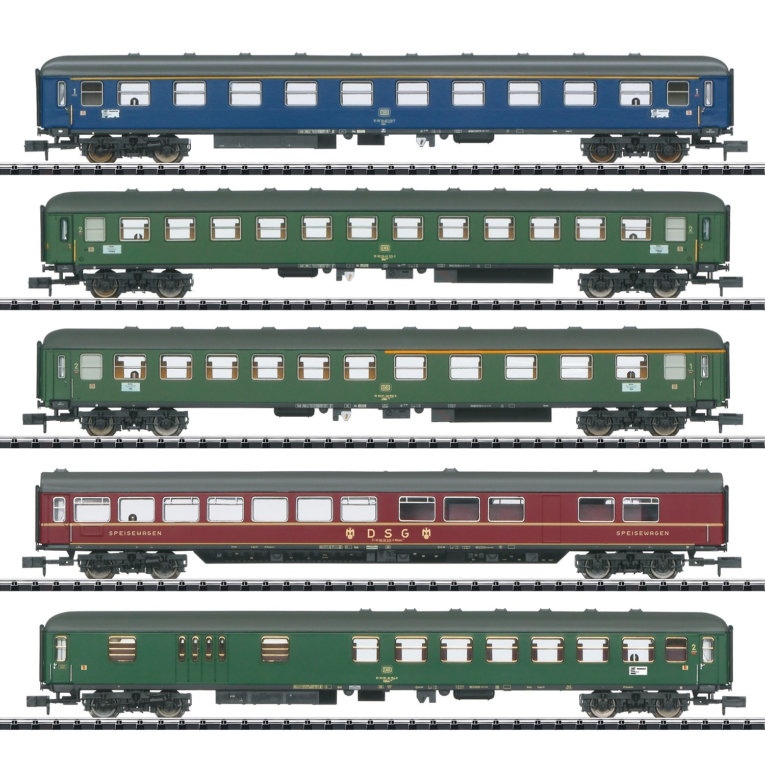 Minitrix 18471 N Schnellzugwagen, DB 5er-Set 