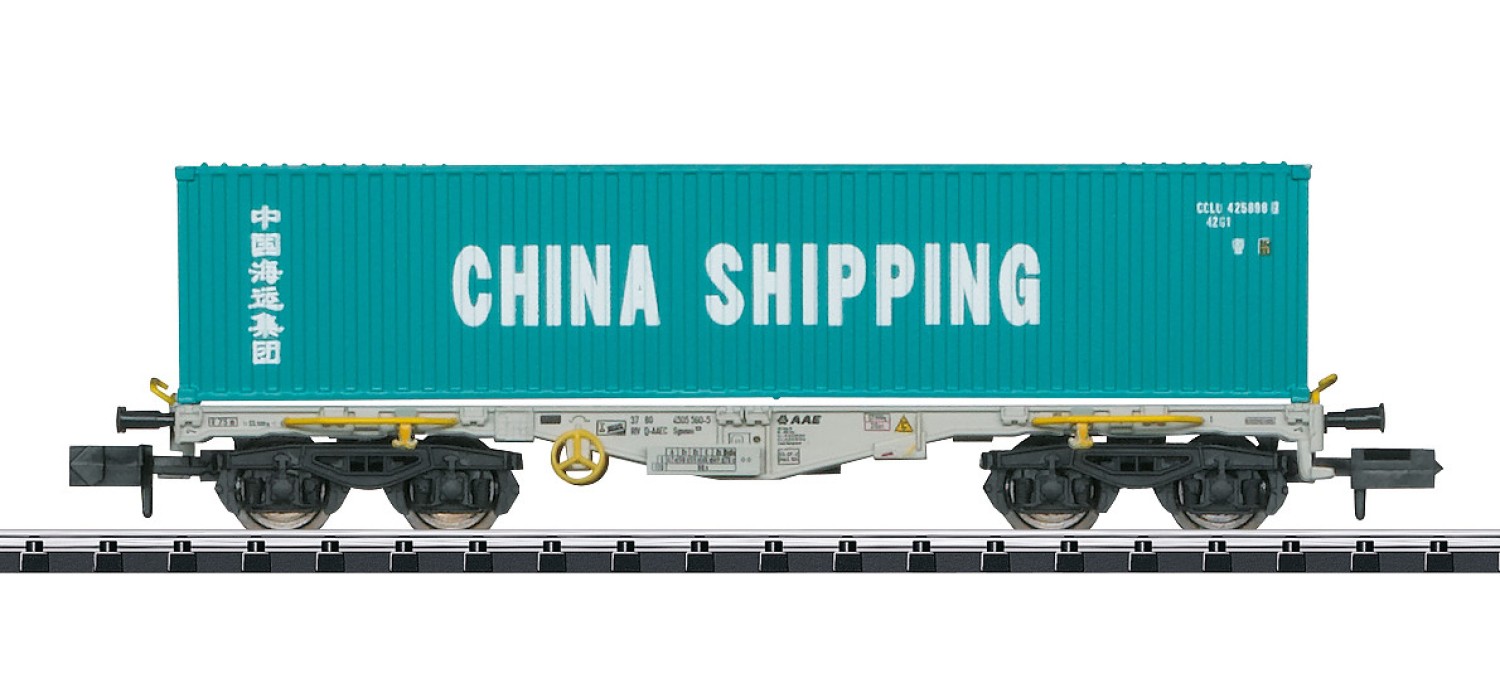 Minitrix 18703-01 N Containertragwagen Bauart Sgmmns 190, CHINA SHIPPING