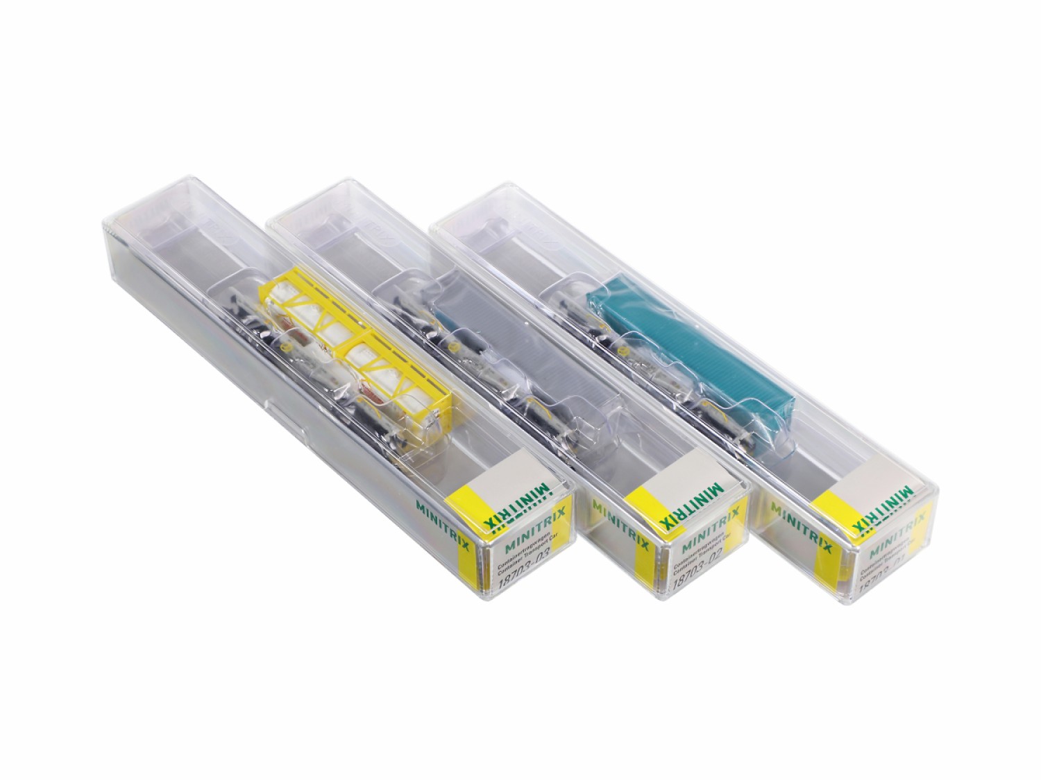 Minitrix 18703 N Containertragwagen Bauart Sgmmns 190, 3er-Set