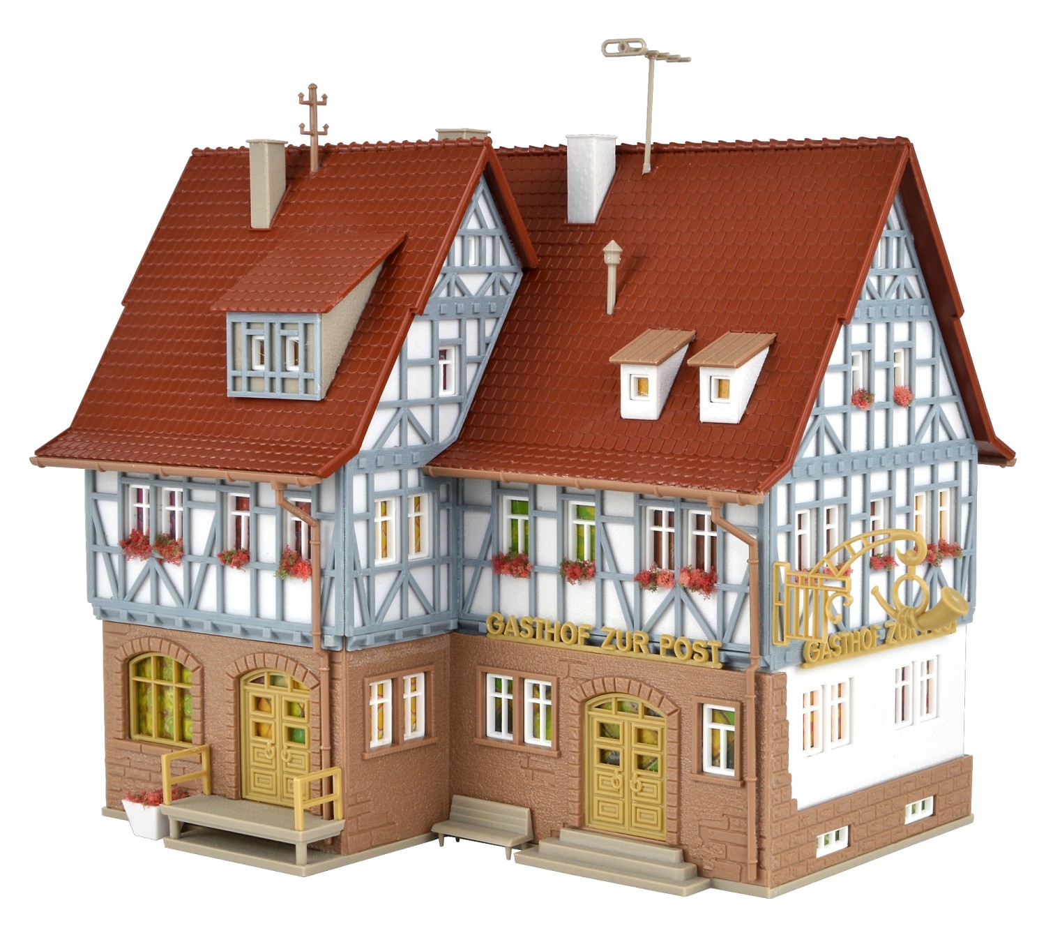 Vollmer 43637 H0 Gasthof zur Post mit LED-Beleuchtung 