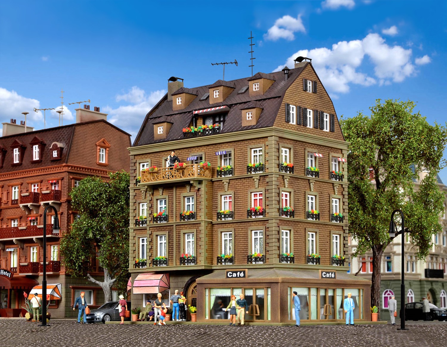 Vollmer 43783 H0 Café mit Inneneinrichtung & LED-Beleuchtung 