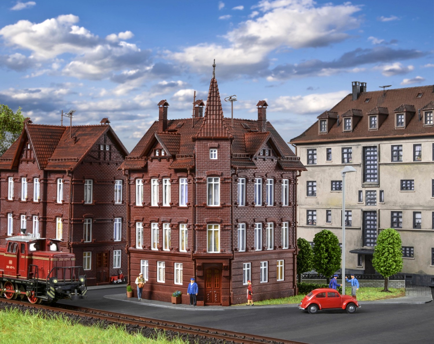 Vollmer 43807 H0 Eisenbahner-Wohnhaus, Eckhaus 