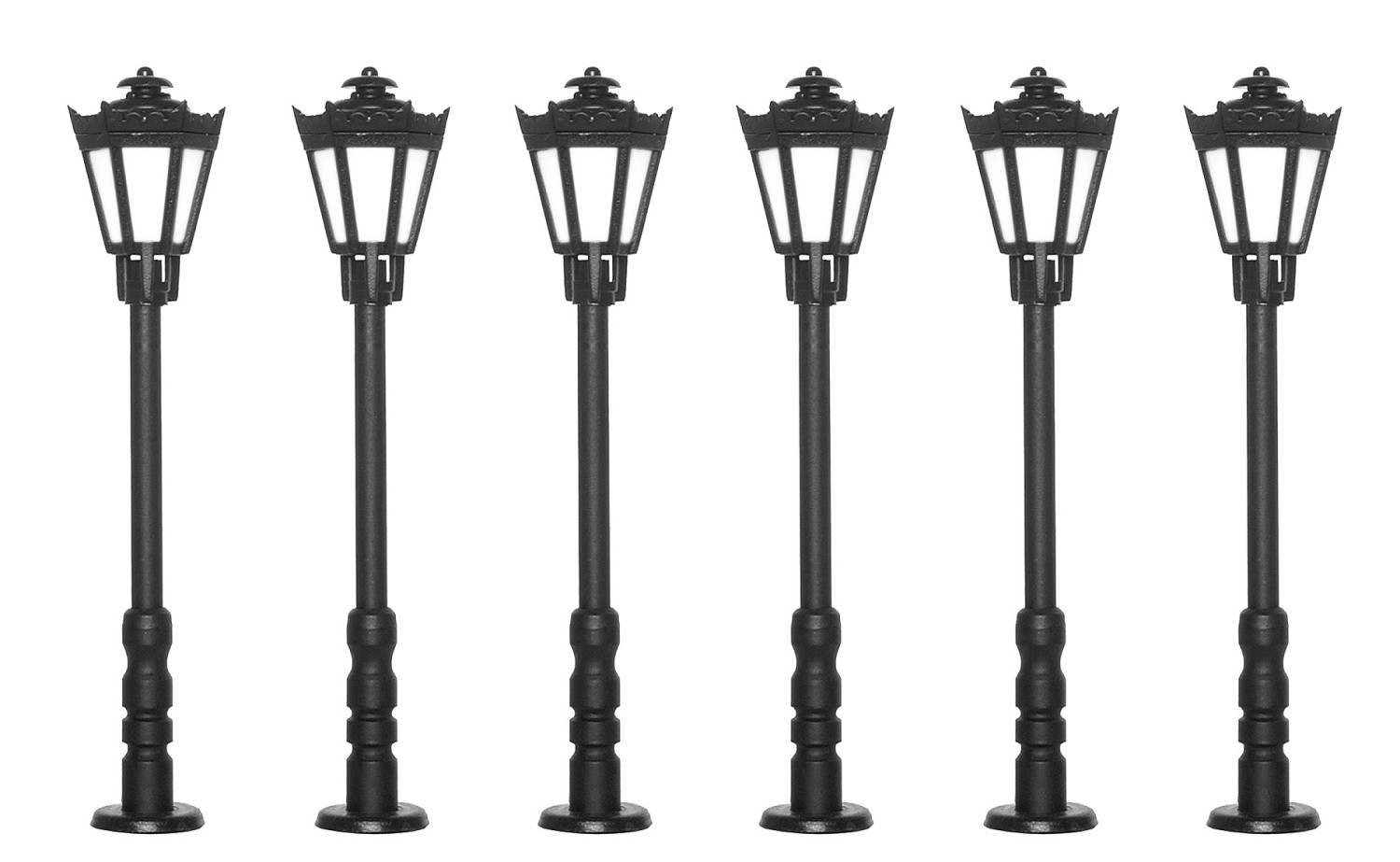 Viessmann 60706 H0 Parklaterne schwarz, LED warmweiß 6er-Set