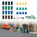 BUSCH 1136 H0 Müll-Set Mülltonnen, Müllsäcke & Zubehör 