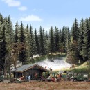 BUSCH 6042 H0 Wald-Set Waldhütte mit Zubehör 