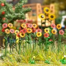 BUSCH 1290 H0 Rote/Bunte Sonnenblumen, Fertigmodell 
