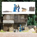 BUSCH 7808 H0 Holzspalter mit Holzarbeiter 
