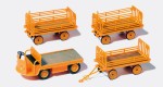 Preiser 17120 H0 Elektrokarre mit 3 Anhängern. 