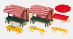Preiser 17500 H0 Marktstände und Marktschirme (Bausatz) 