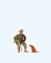 Preiser 28129 H0 Sitzender Jäger, Hund 