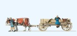 Preiser 30412 H0 Bauernwagen, 2 Bauersleute, 2 Kühe, Hund (Fertigmodell)