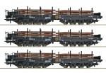 Roco 6600263 H0 Schwerlast-Flachwagen mit Beladung 3er-Set 