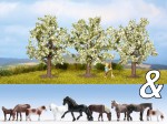 NOCH 94003 H0 Ausschmückungs-Set Pferde & Obstbäume 