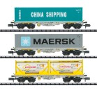 Minitrix 18703 N Containertragwagen Bauart Sgmmns 190, 3er-Set